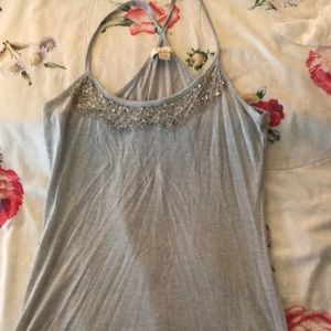 Ladies tank w sequined neckline
